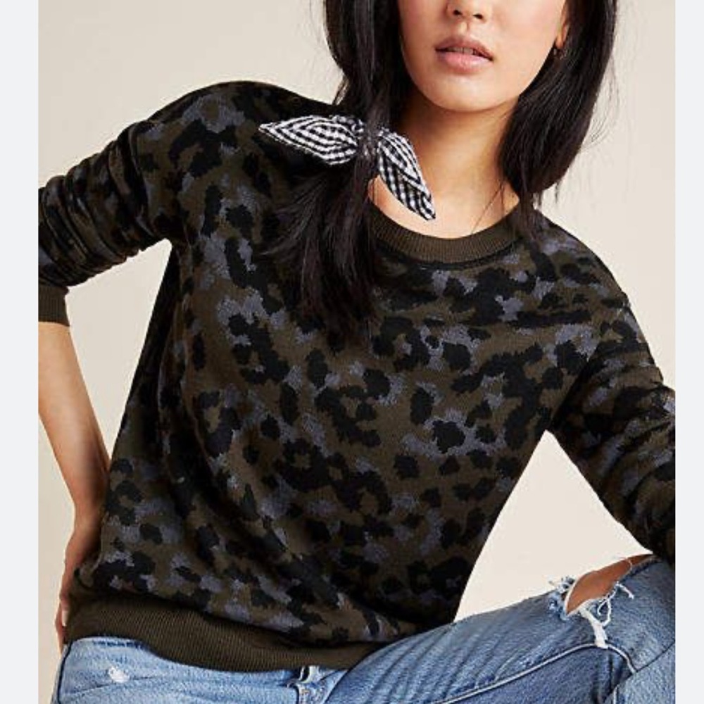 Anthropologie Camo/Spotted Pullover Sweater